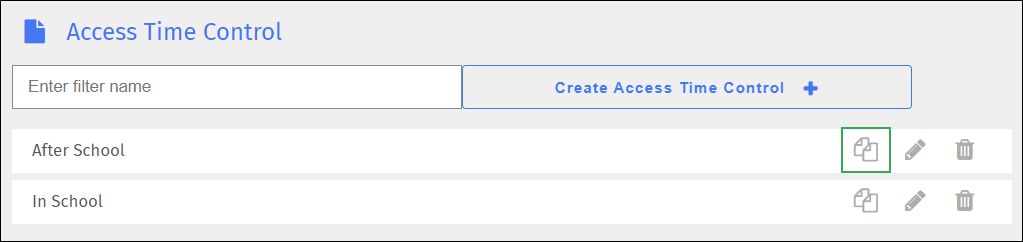 Access Time Control Screen - Duplicate Icon