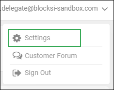 Delegate Action Bar Drop Down List - Settings Option