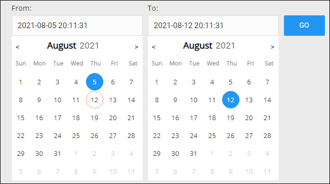 Web Analytics Time Frame Calendar