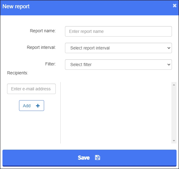 Create New Report Window