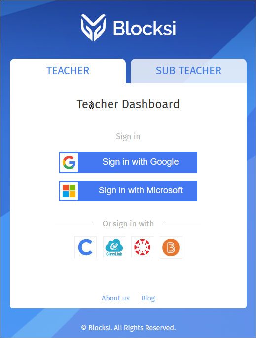 Teacher Sign In Page