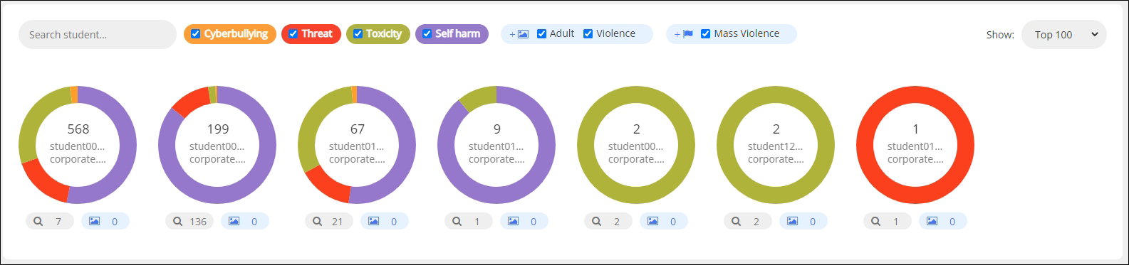 Areas of Concern Screen Results Section