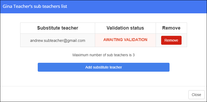 Validate Substitute Teacher Window