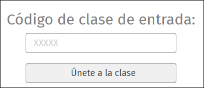 Ventana de ingreso de código de clase