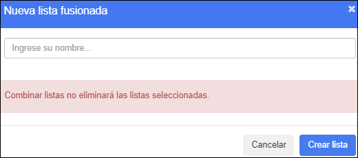 Nueva ventana de lista fusionada