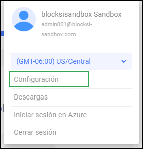 Icono de usuario de la barra de acciones: opción de configuración