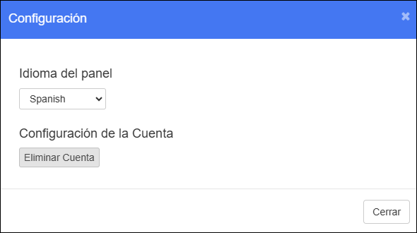 Ventana de configuración de la barra de acciones para padres