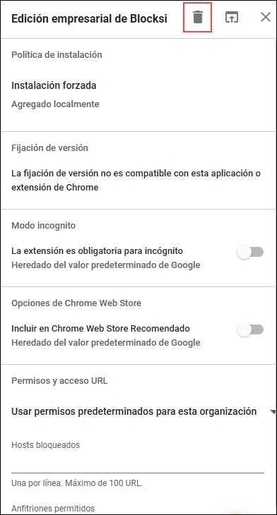 Eliminar icono de extensión