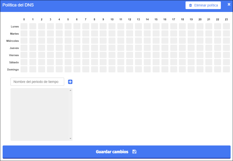 Ventana para crear política DNS