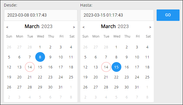 Calendario de marcos temporales de análisis web