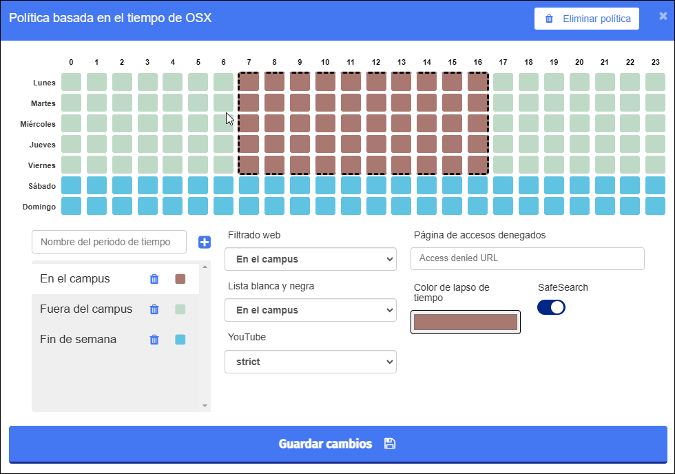 Crear una política basada en tiempo de OSX: política completada