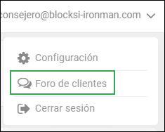 Lista desplegable de la barra de acciones de delegados: opción del foro de clientes