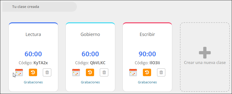 Sección de clases creadas por usted