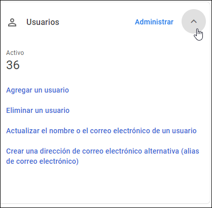 Consola de administración de Google: sección Usuarios