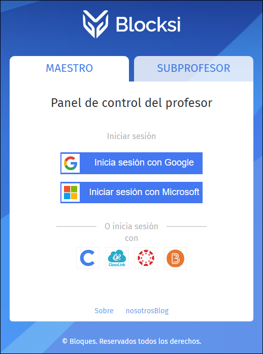 Página de inicio de sesión del profesor