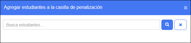 Ventana para agregar estudiantes a la casilla de penalización