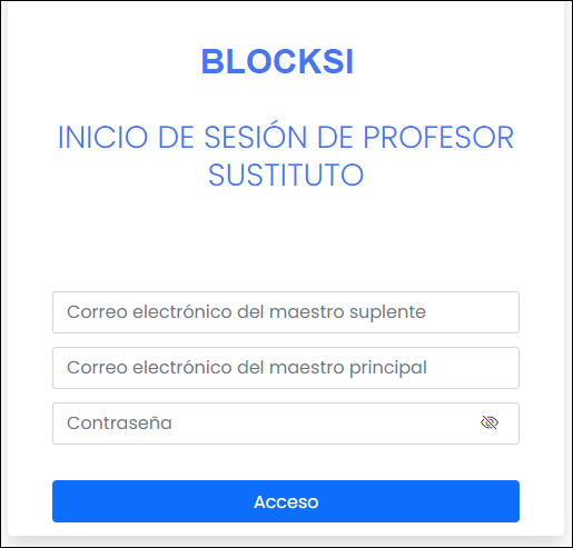 Página de inicio de sesión para profesores sustitutos