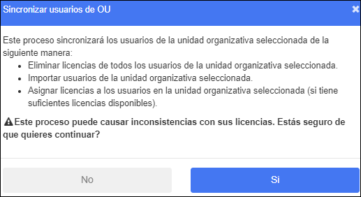 Indicador de sincronización de usuarios desde la ventana de OU