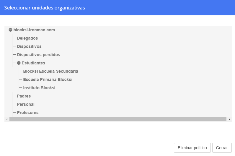 Profesores: eliminar política de la ventana de la OU