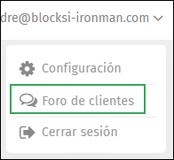 Lista desplegable de la barra de acciones de los padres: opción del foro de clientes