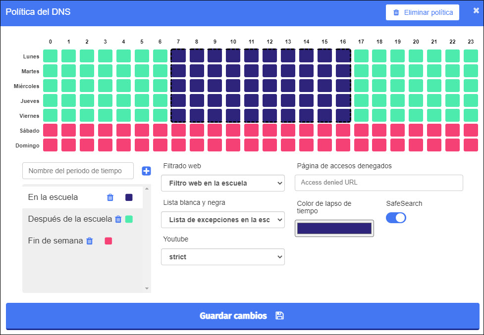 Crear política de DNS: política completada