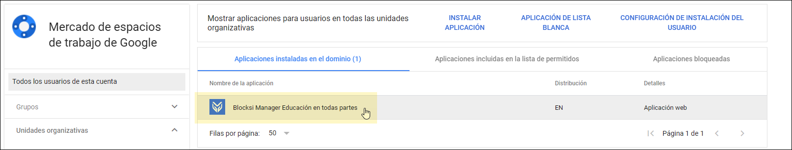 Google Workspace Marketplace: aplicación Blocksi