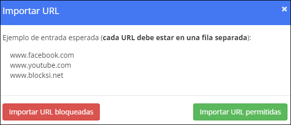 Ventana de lista de importación