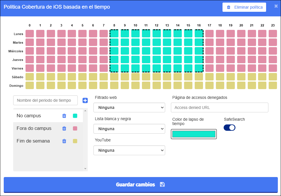 Crear una política general basada en el tiempo para iOS: política completada