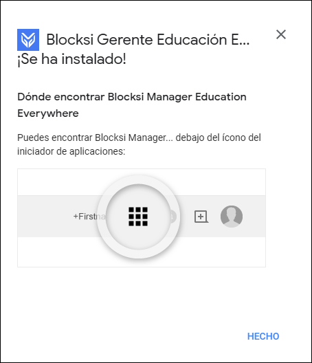 Aviso de instalación de la aplicación Blocksi