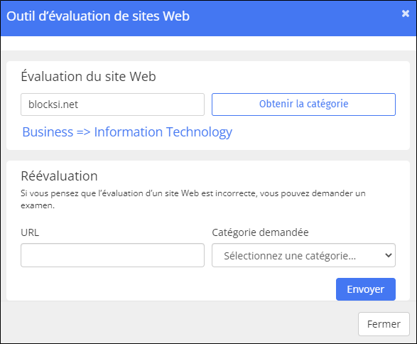 Résultat de l'outil d'évaluation du site Web des enseignants