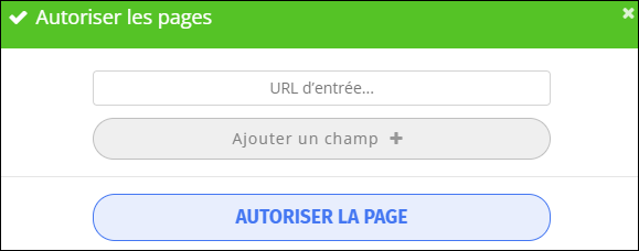 Fenêtre Autoriser les pages