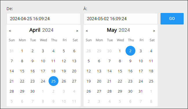 Calendrier des périodes d'analyse Web