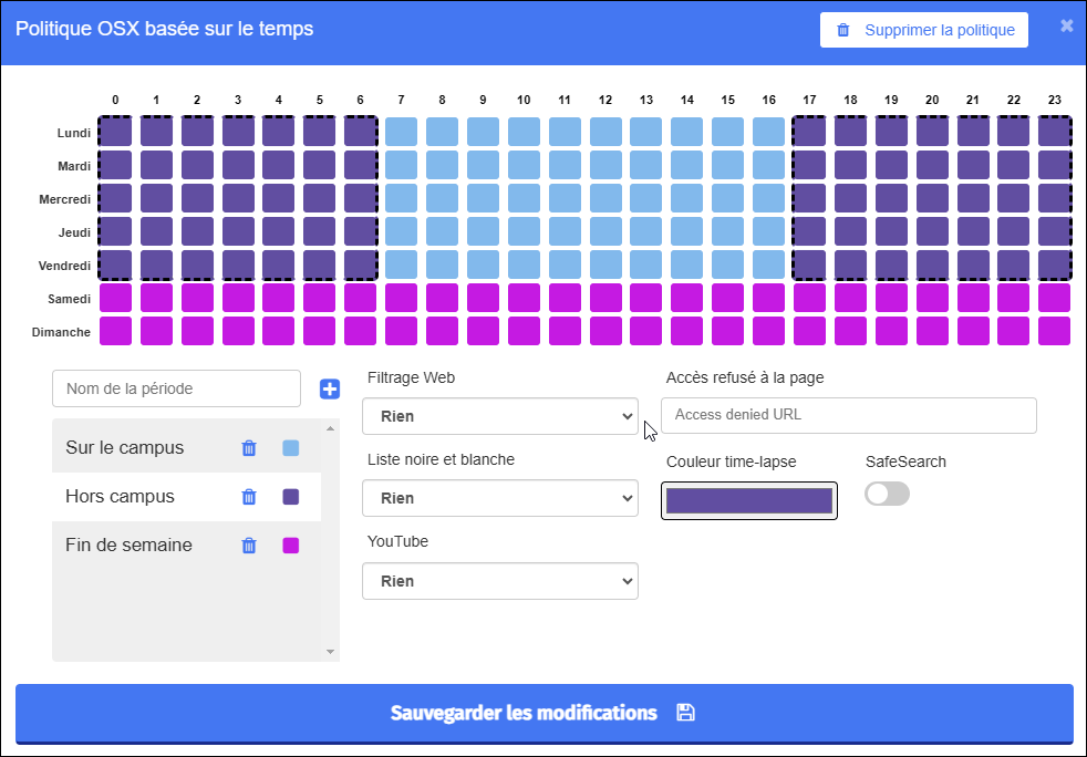 Créer une politique basée sur le temps pour OSX - Politique terminée