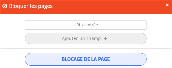 Fenêtre de blocage des pages