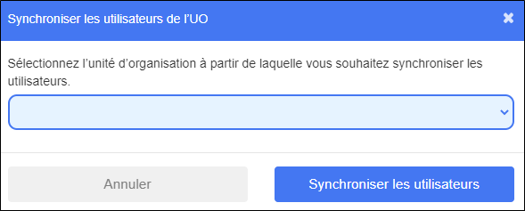 Synchroniser les utilisateurs à partir de la fenêtre OU