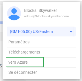 Icône utilisateur de la barre d'action d'administration - Option de connexion à Azure