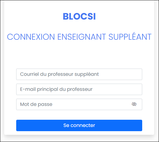 Page de connexion pour les enseignants suppléants