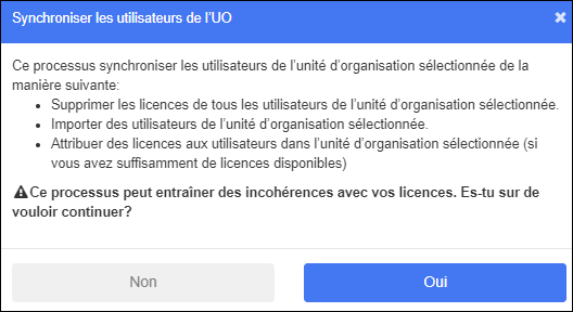 Synchroniser les utilisateurs à partir de l'invite de la fenêtre OU