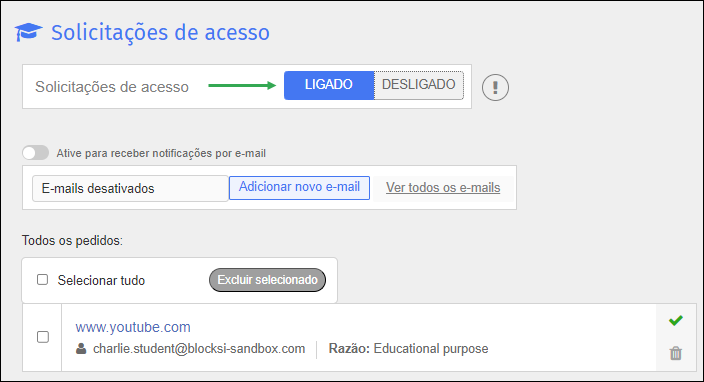 Access Requests Screen - Activate Access Requests Tela Solicitações de acesso — ativar solicitações de acesso