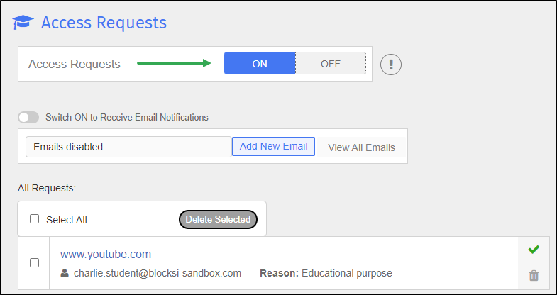 Access Requests Screen - Activate Access Requests