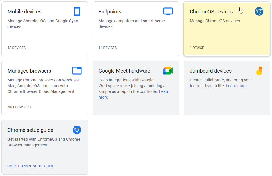 Google Admin Console -­ Select ChromeOS Devices