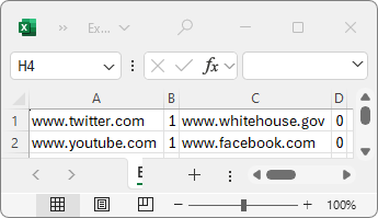 Exemplo de arquivo de importação de URLs de lista de exceções