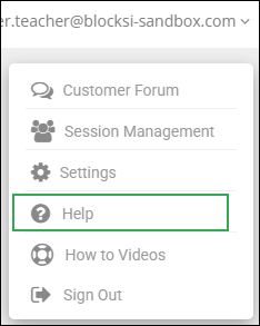 Action Bar Drop Down List -­ Help Option