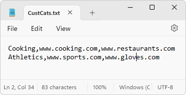 Custom Categories Import Sample File
