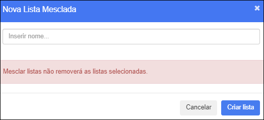Janela Nova lista mesclada