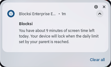 Screen Time Running Out Notification