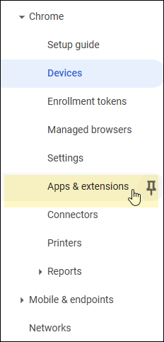 Google Admin Console -­ Select Apps &­ Extensions