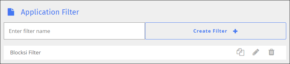 Application Filter Screen