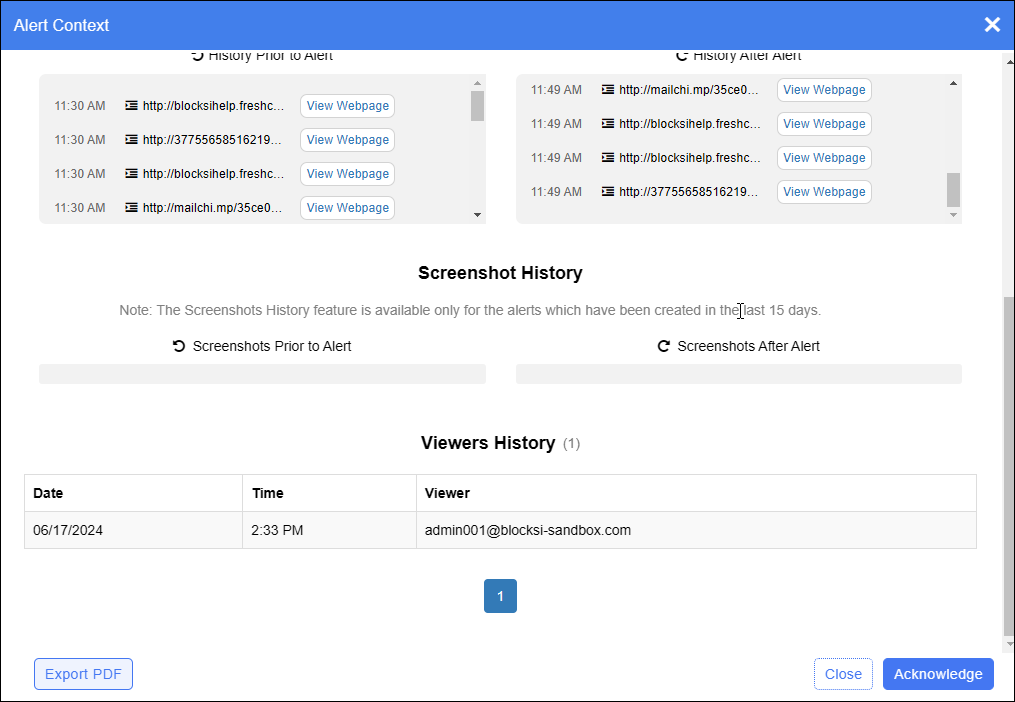 Alert Context Window