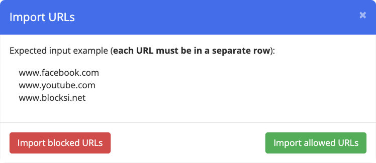 Import URLs Window